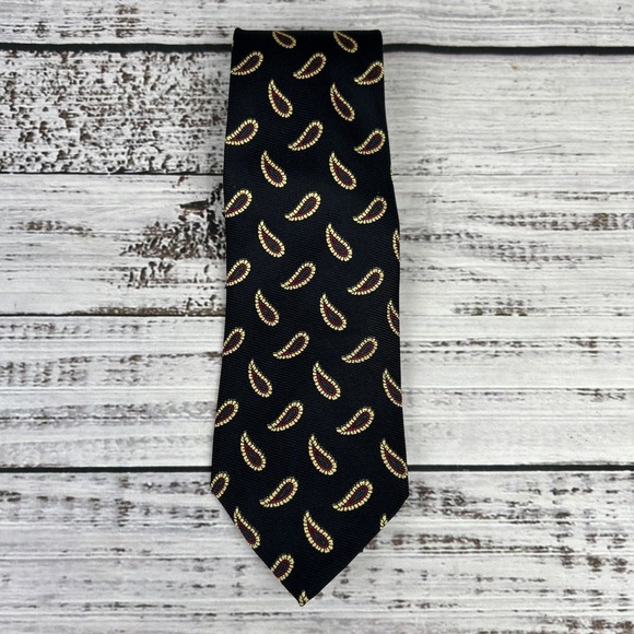 Vintage Polo Ralph Lauren Silk Tie Lot 90s Paisley Green Black Hand Made In USA